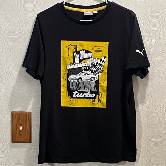 Puma Men's “The Ultimate Racing Porsche turbo” Black and Yellow Racing Tee. Med. - Picture 1 of 6